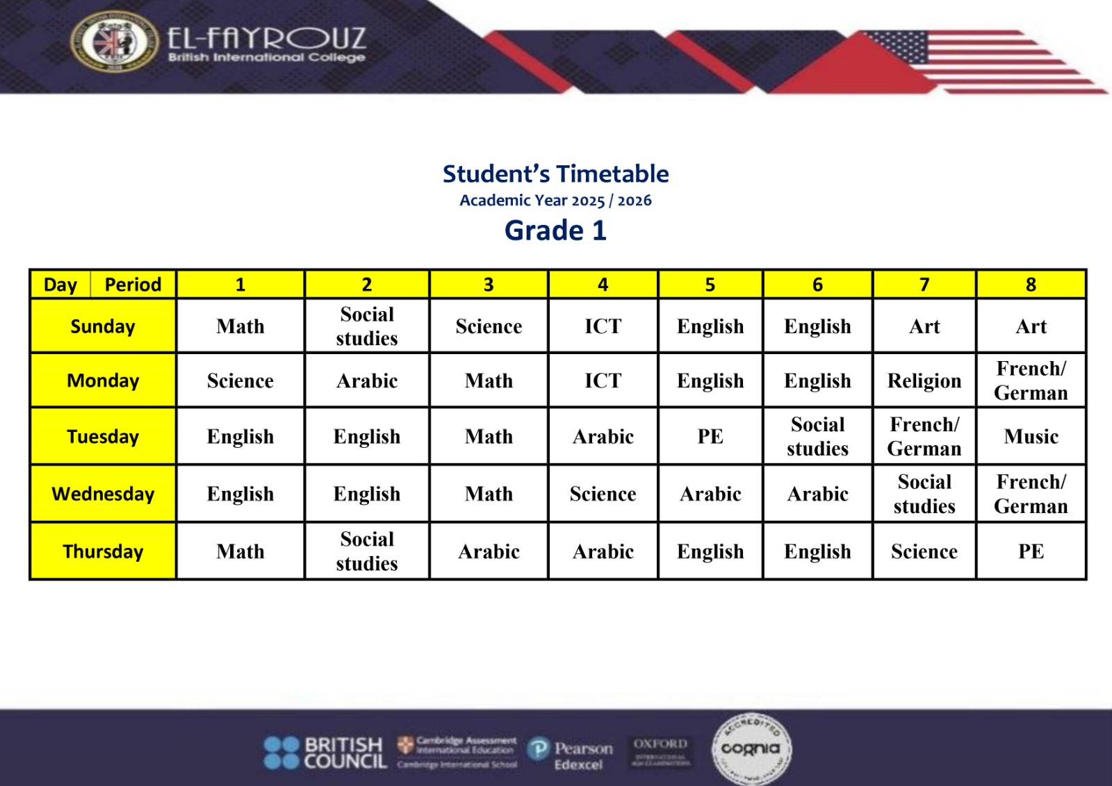 Studenttimetable grade1
