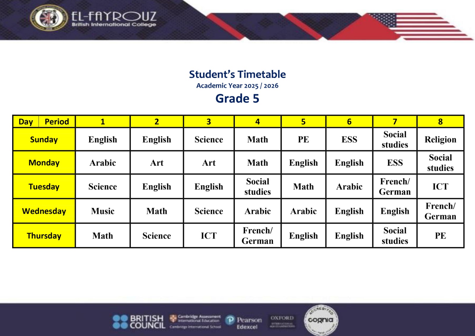 Studenttimetable grade5
