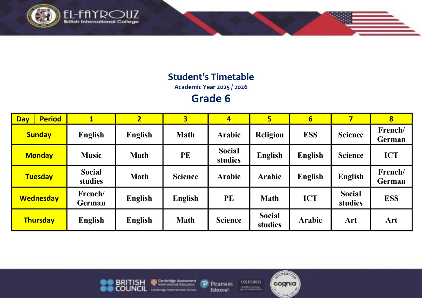Studenttimetable grade6
