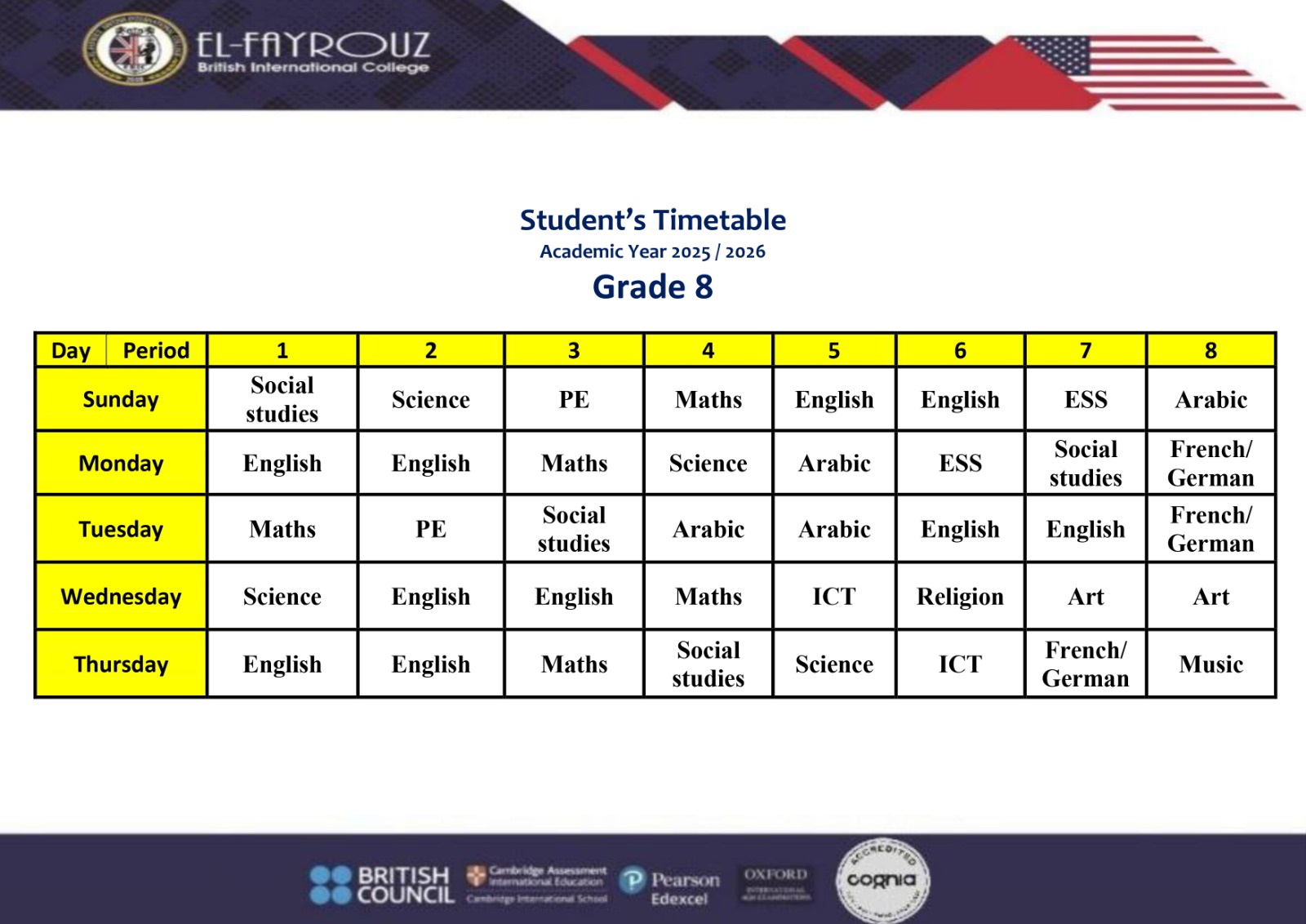 Studenttimetable grade8